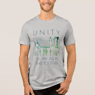 "Unity, Together" Inspiration Green Aqua Design Tri-Blend Shirt