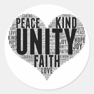 Unity Wordcloud Be Kind Stop Bullying Orange Unity Classic Round Sticker