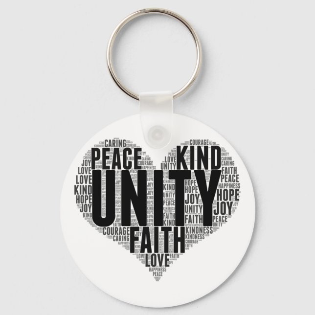 Unity Wordcloud Be Kind Stop Bullying Orange Unity Key Ring (Front)