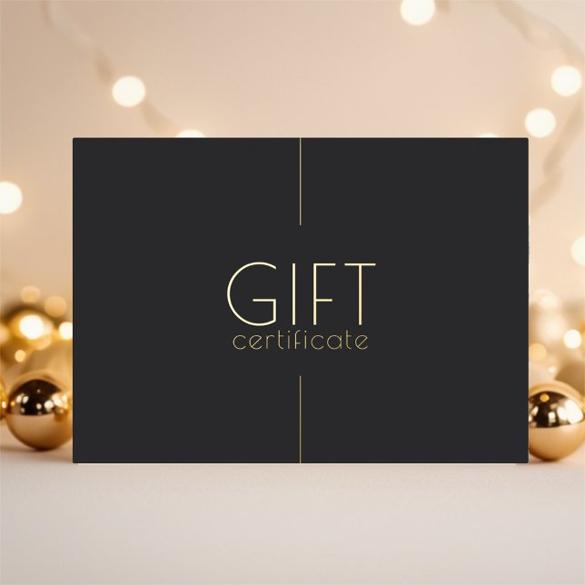 Universal Black Gold Minimalist Gift Certificate Foil Holiday Card (Creator Uploaded)