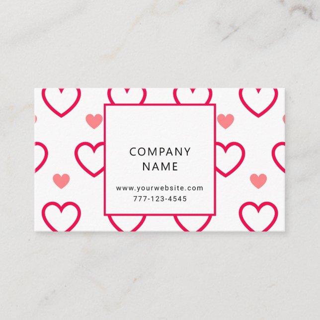Universal business card with love heart. (Front)
