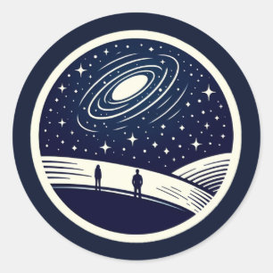 Universal Contemplation Blanket Minimalist Cosmic Classic Round Sticker