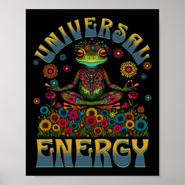 Universal Energy Mandala Yoga Meditating Frog  Poster (Front)