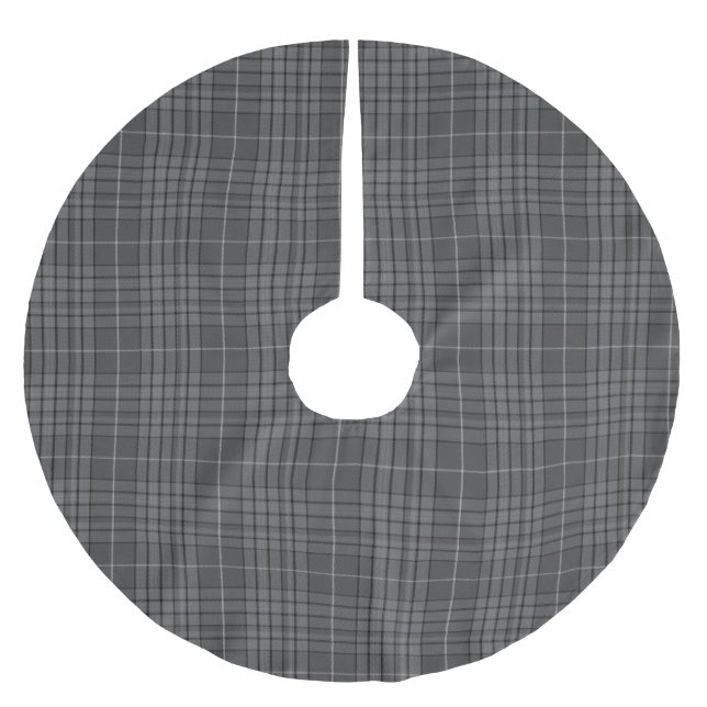 Universal Grey Granite Tartan Plaid Brushed Polyester Tree Skirt (Front)