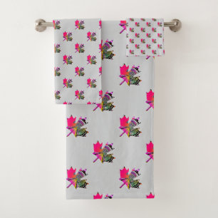 Universal Leaf Grey Bath Towel Set