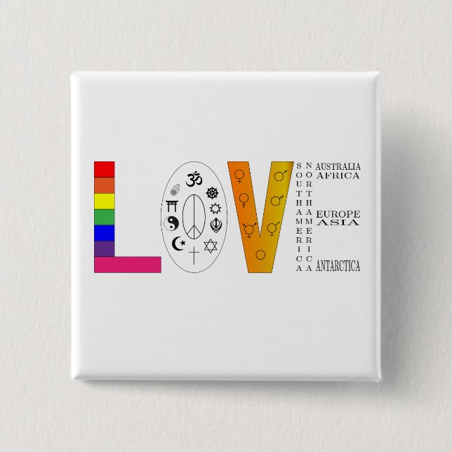 Universal Love 15 Cm Square Badge (Front)