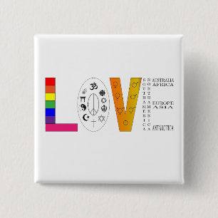 Universal Love 15 Cm Square Badge