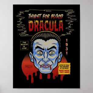 Universal Monsters Dracula Vintage Halloween Mask Poster
