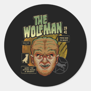 Universal Monsters The Wolf Man Vintage Halloween  Classic Round Sticker