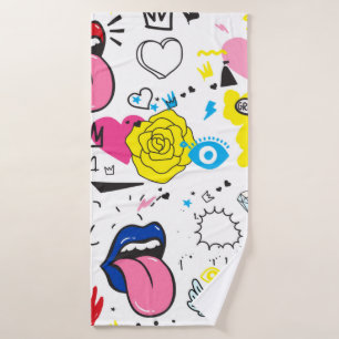 Universal trend hand drawing seamless pattern. Tre Bath Towel