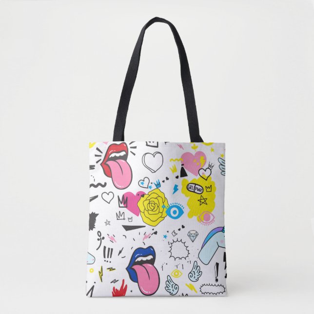 Universal trend hand drawing seamless pattern. Tre Tote Bag (Front)