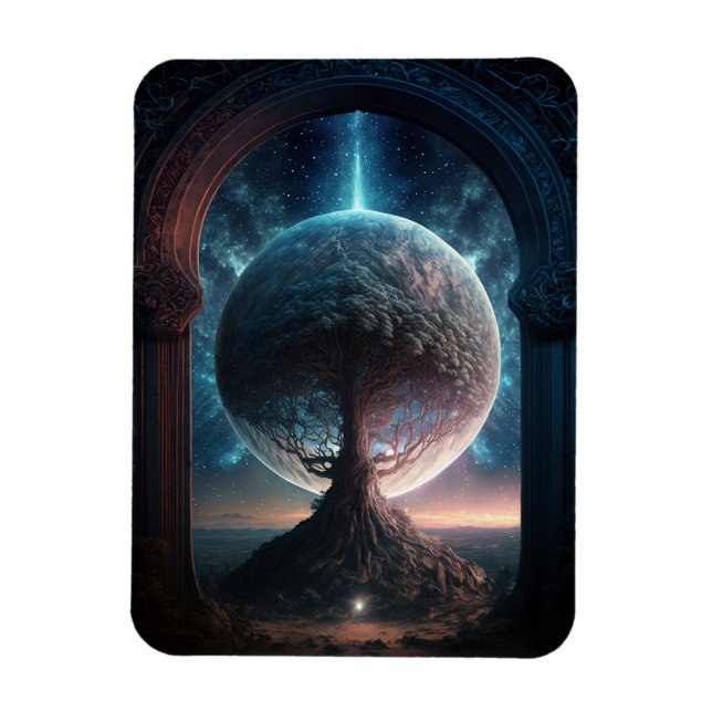 Universe Cosmic Tree Surreal Fantasy Art Magnet (Vertical)