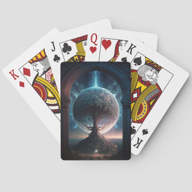 Universe Cosmic Tree Surreal Fantasy Art Playing Cards (Back)