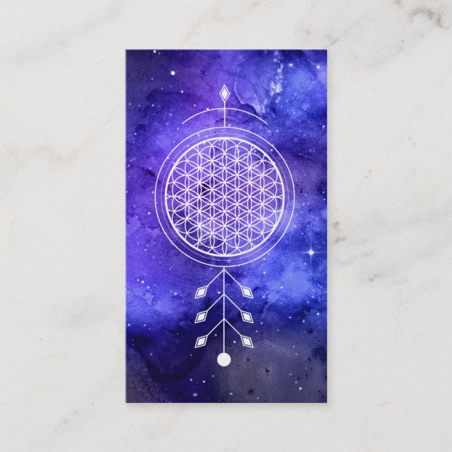 *~* Universe  Flower of Life Astrology Reiki Yoga Business Card (Front)