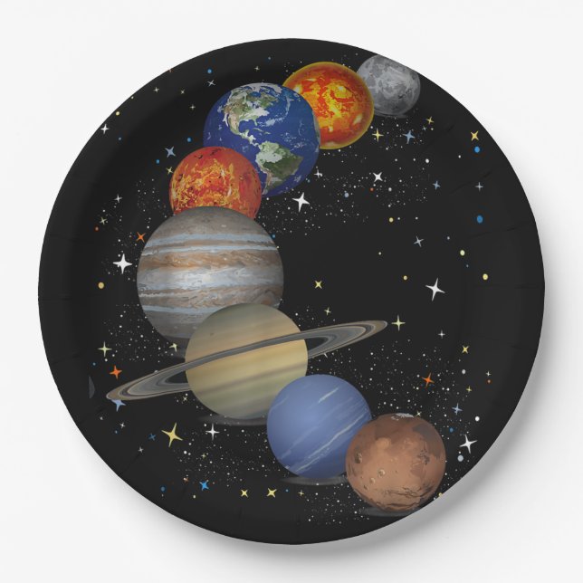 Universe Galaxy Planets Sun Astronomy Outer Space  Paper Plate (Front)