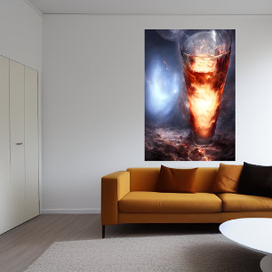 Universe in a glass in space   AI Art  Poster