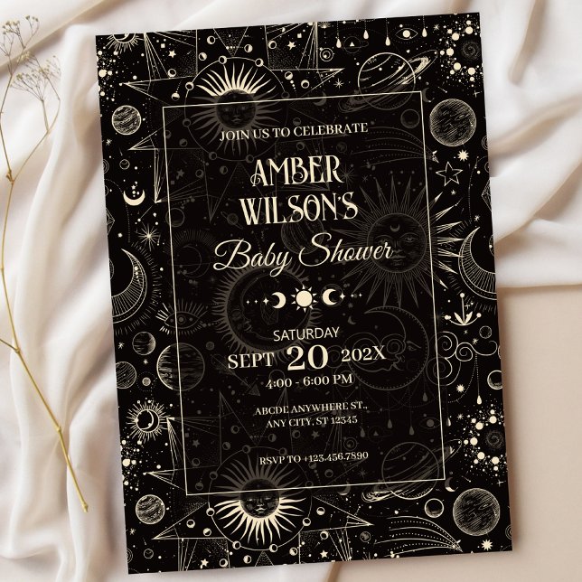 Universe mystical astrologi moon sun baby shower invitation (Creator Uploaded)