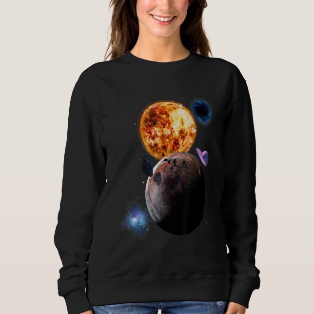 Universe Space Galaxy Motif Solar System colourful Sweatshirt (Front)
