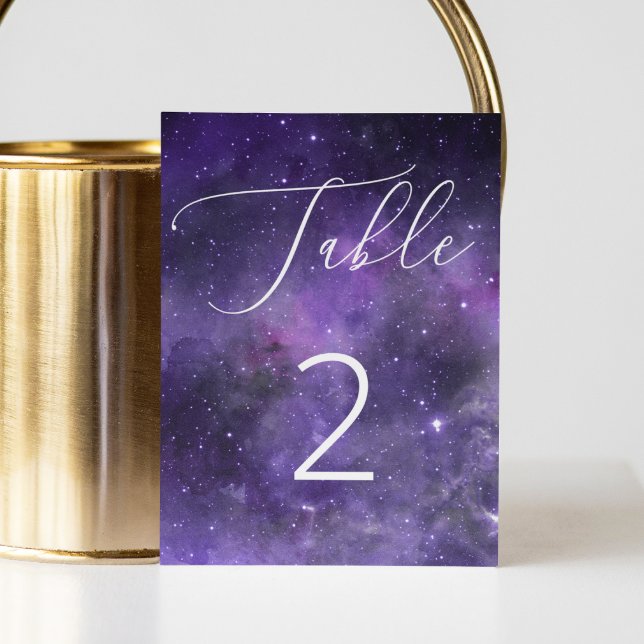 Universe stars. Purple space night script wedding Table Number (Creator Uploaded)