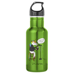 Universe Unicorn Reading Poetry Funny Water Bottle