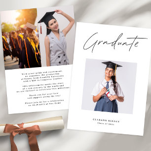 University 3 Square Photo Graduate GRADUATION Announcement