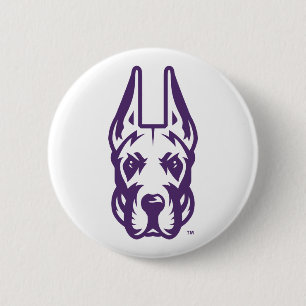 University at Albany Great Dane Mascot Head 6 Cm Round Badge