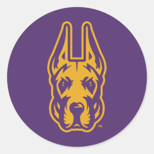 University at Albany Great Dane Mascot Head Classic Round Sticker