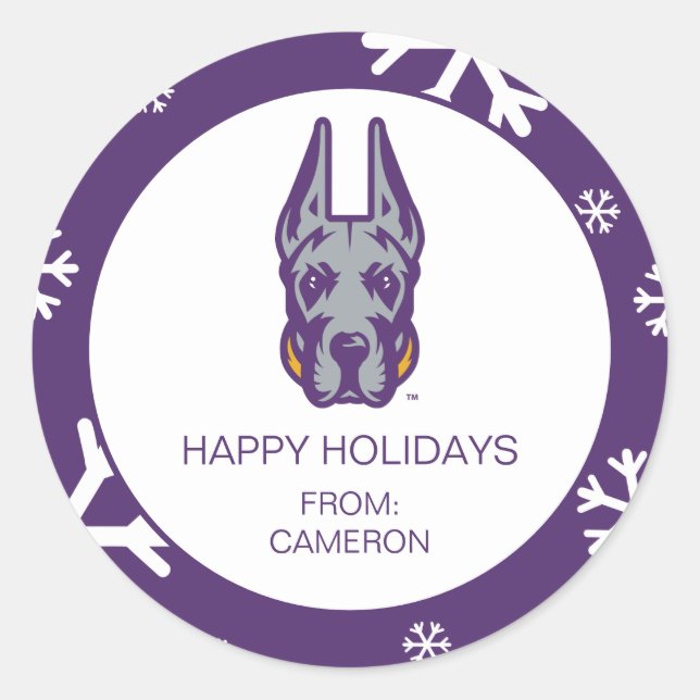 University at Albany Great Dane Mascot Head Classic Round Sticker (Front)