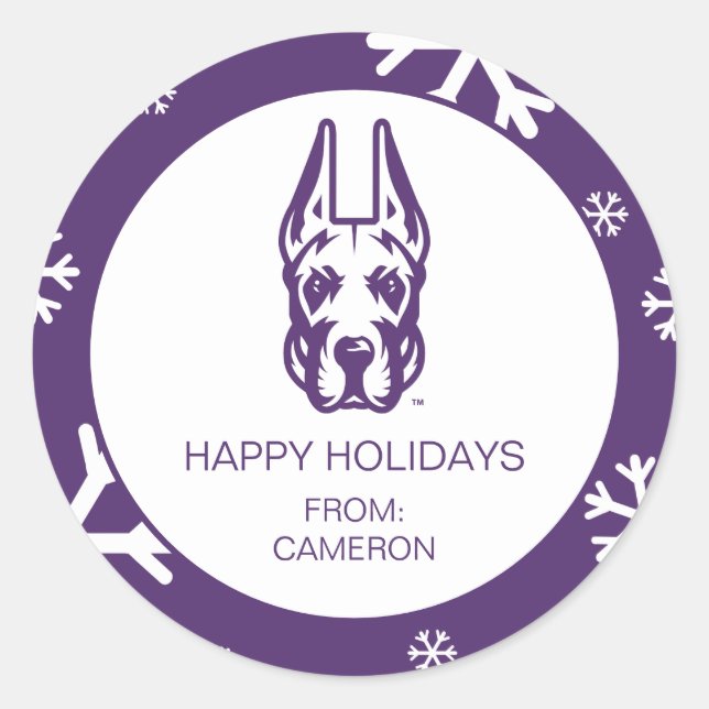 University at Albany Great Dane Mascot Head Classic Round Sticker (Front)