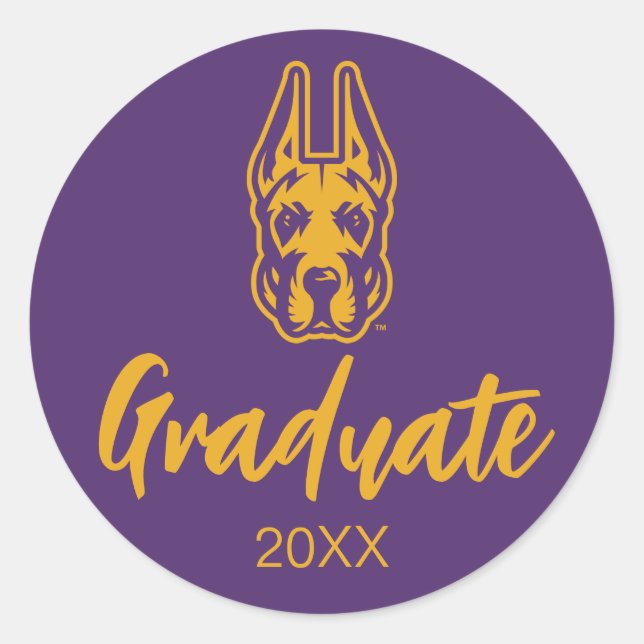 University at Albany Great Dane Mascot Head Classic Round Sticker (Front)