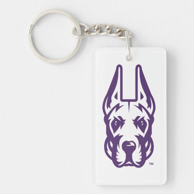 University at Albany Great Dane Mascot Head Key Ring (Front)