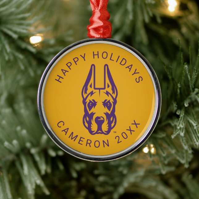 University at Albany Great Dane Mascot Head Metal Ornament (Tree)