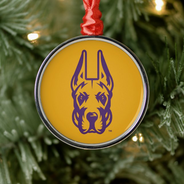 University at Albany Great Dane Mascot Head Metal Ornament (Tree)