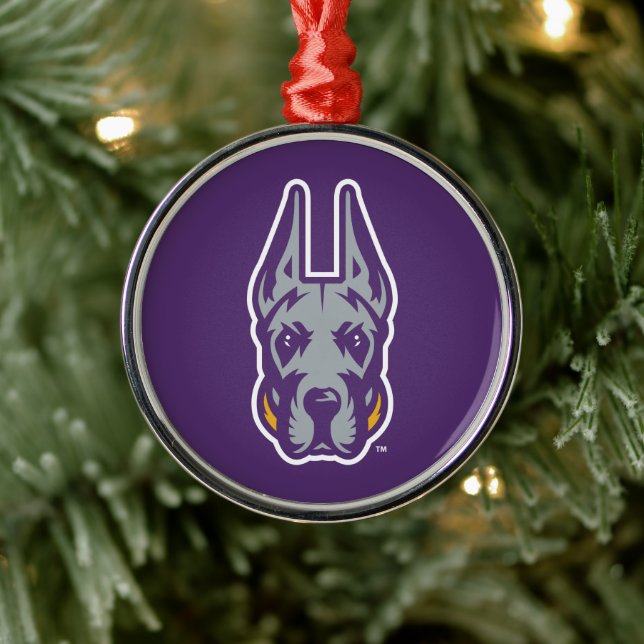 University at Albany Great Dane Mascot Head Metal Ornament (Tree)