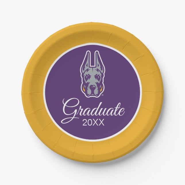 University at Albany Great Dane Mascot Head Paper Plate (Front)
