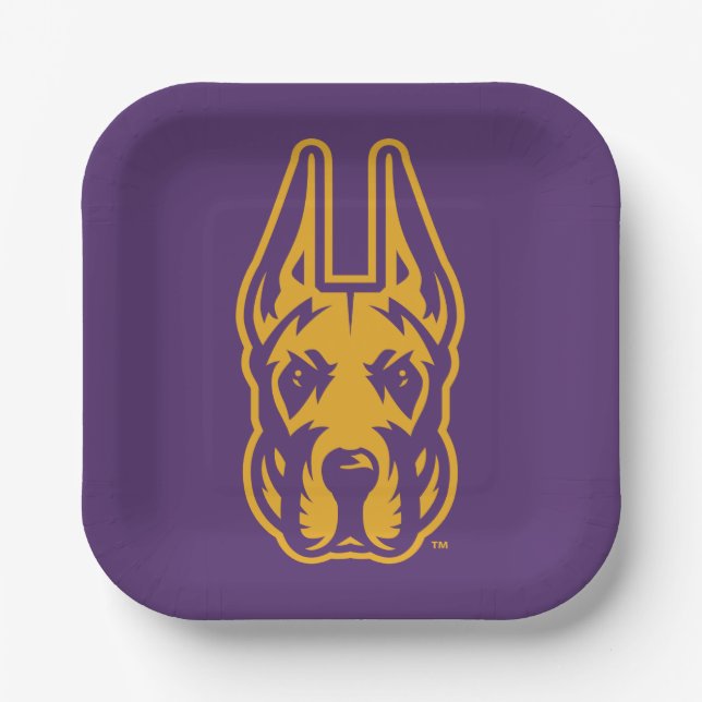 University at Albany Great Dane Mascot Head Paper Plate (Front)
