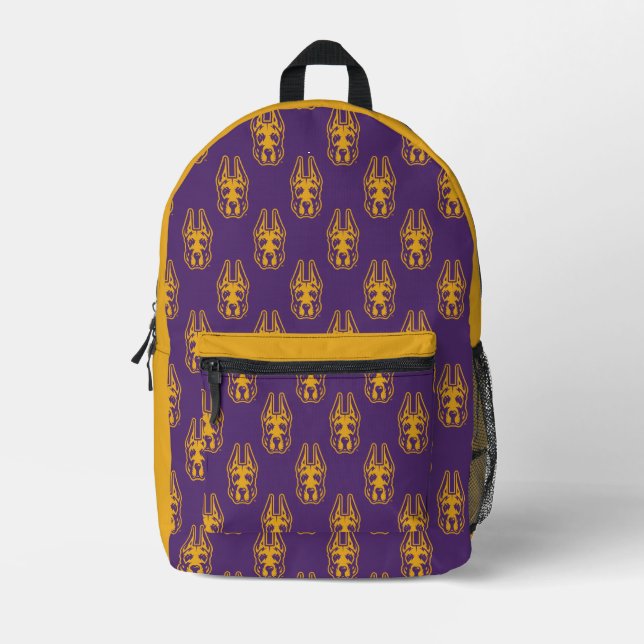 University at Albany Great Dane Mascot Head Printed Backpack (Front)