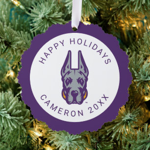 University at Albany Great Dane Mascot Head Tree Decoration Card