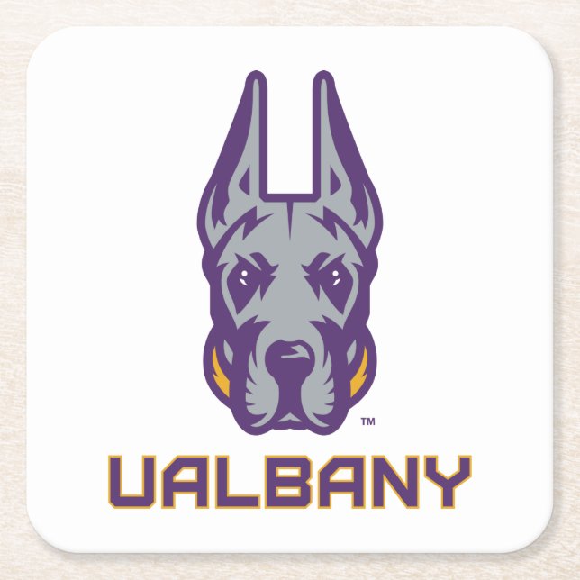 University at Albany Great Danes Square Paper Coaster (Front)