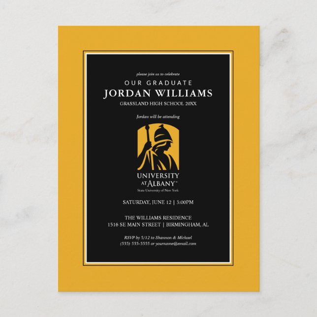 University at Albany Iconic Logo Announcement Postcard (Front)