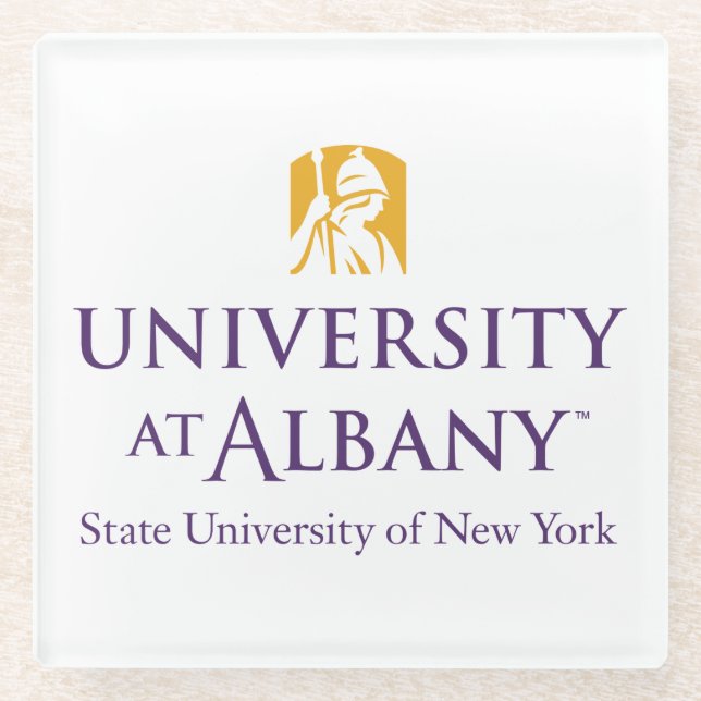 University at Albany Iconic Logo Glass Coaster (Front)