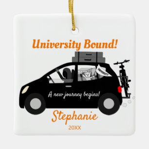 University Bound Girl Ceramic Ornament