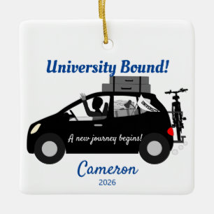 University Bound Guy Ceramic Ornament