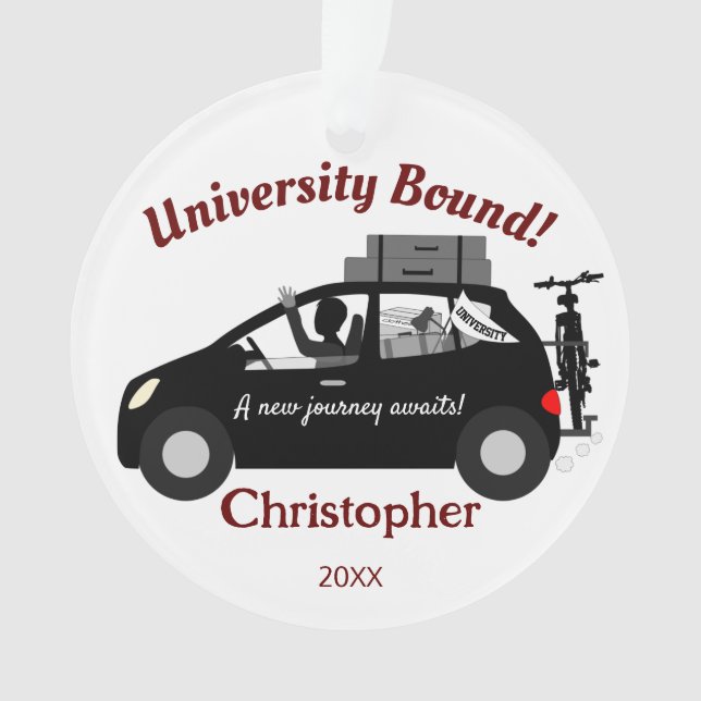 University Bound Man Acrylic Ornament (Front)