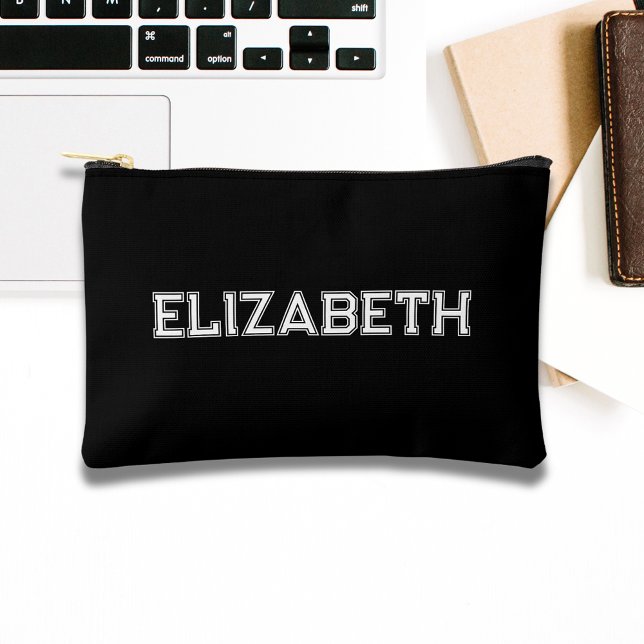 University font monogram  accessory pouch (Pencil case with University font monogram in black and white)