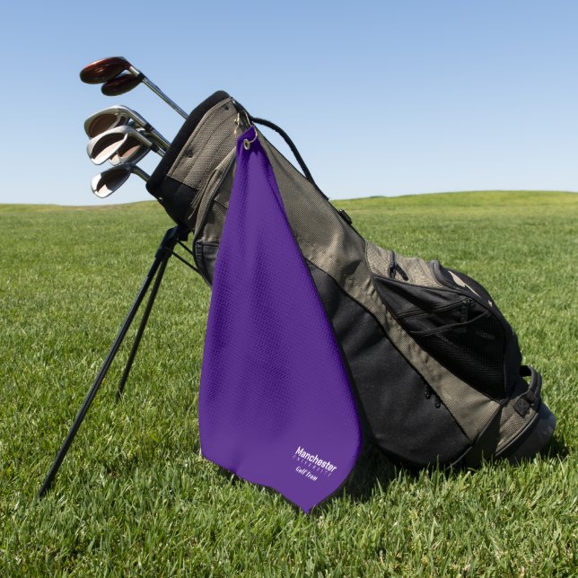 University Golf Team Purple and White Golf Towel (Green)