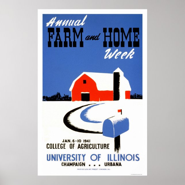 University Illinois Farm 1941 WPA Poster (Front)