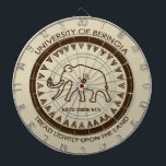 University of Beringia Mammoth Dartboard<br><div class="desc">The official seal of the mythical University of Beringia, established 20000 BCE. Beringia is the name given to the Bering land bridge and areas of both Alaska and Siberia which bordered upon it. The seal features a simple, brown line drawing of a Woolly Mammoth (the school's mascot), with text reading,...</div>