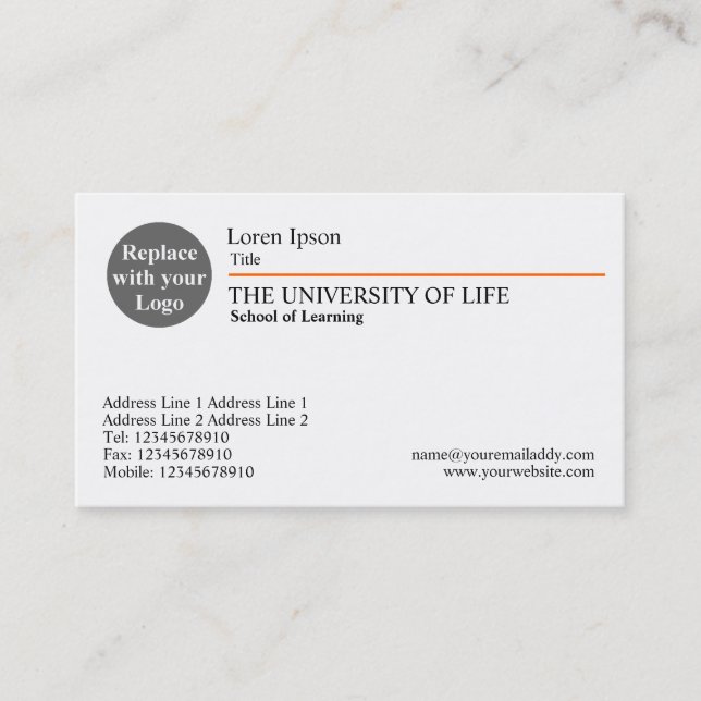University of Life - Orange Rule Business Card (Front)