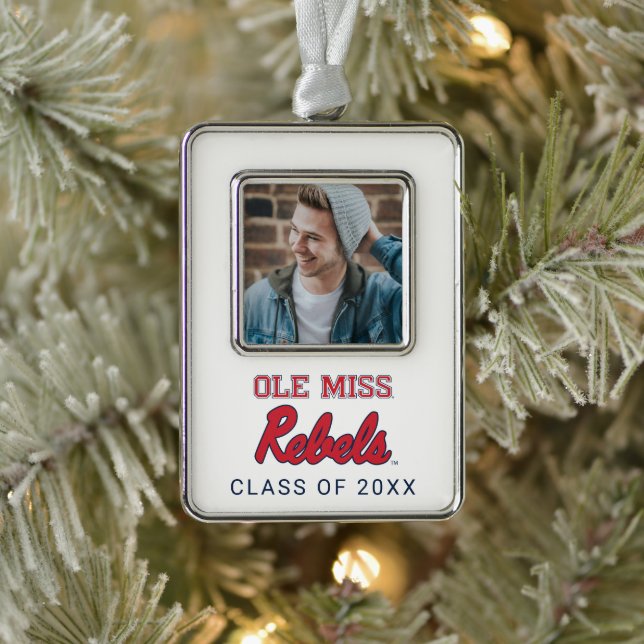 University of Mississippi | Ole Miss Rebels Silver Plated Framed Ornament (Tree)